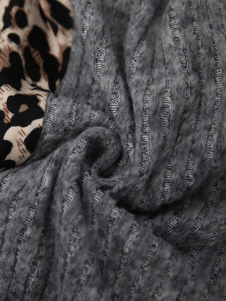Women Elastic Waist Patchwork Leopard Animal Print Ribbed Leggings Women Pants Casual Stretchy Pants Ribbed Pants Leggings For Women Fall Clothes For Women Leopard Print Pants Women