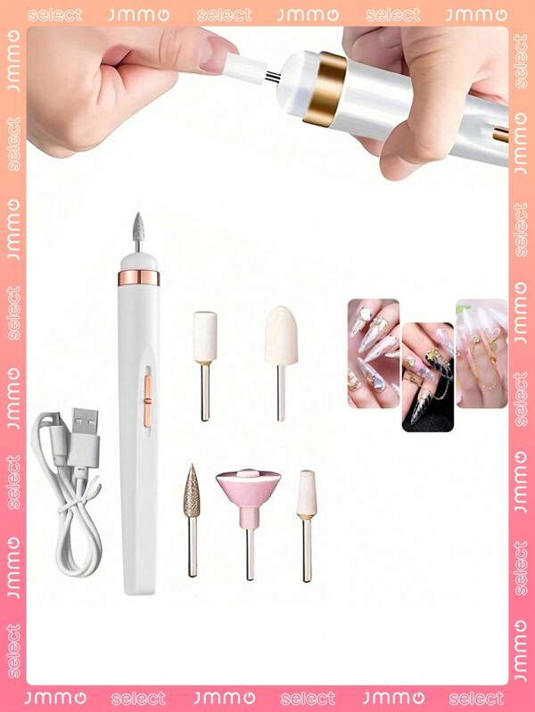 JMMO Rechargeable Electric Nail Drill Kit - 180mAh Lithium Battery, 5-In-1 Universal Manicure And Pedicure Tool Set With 2-Speed Control, Suitable For Gel Nails, Callus Removal, Polishing - No Preservatives, Great For Gel Manicure & Home Salon, Ideal Gift