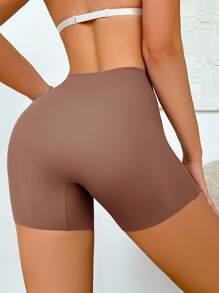 SHEIN 1 quần định hình nâng mông co giãn màu trơn cho nữ - Gỗ đỏ - Xem 4