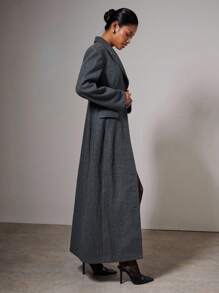 COSMINA Fall Women Clothes Women's Long Padded Shoulder Slim Straight Woolen Suit, For Autumn/Winter,Work Wear Women ,Halloween Costume,Business Casual Woman - Grey - View 3