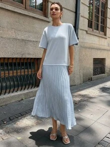 DAZY Women's Mesh Patchwork Loose Straight Casual Short Sleeve Summer Vacation Dress Women Pleated Summer Modest Dress Maxi Dress - White - View 4