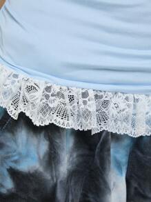 COUREZ Overlay Jersey Cami Top With Lace Detail /Y2K Vacation Outfits Women Women Women's Winter Clothes Going Out Outfits Cute