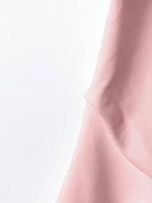 SHEIN Clasi 女士 3D 花卉装饰圆领泡泡袖荷叶边时尚 T 恤 - 粉色 - 查看 3