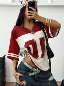 Coolane Camiseta de jersey suelta, transpirable y con gráficos para mujer para uso deportivo casual de verano y salidas