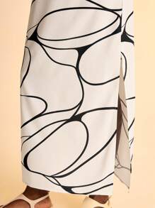 CAJUNI Falda informal de estilo boho y tropical con estampado de líneas abstractas para vacaciones - Multicolor - Ver 7