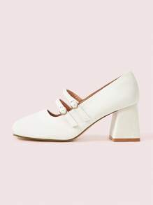 CUCCOO DOLLMOD Casual Fashionable Versatile Solid Color Women High Heels - White - View 6