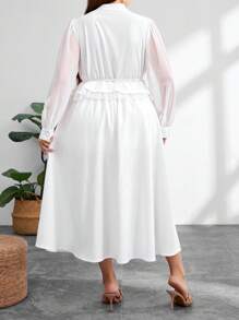 Modelyn Ensemble 2 pièces : Chemisier unicolore élégant et jupe pour grande taille, pour le travail