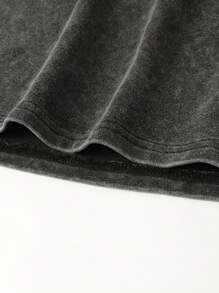 GENIUS ODE Men's Loose Fit Round Neck Short Sleeve T-Shirt With Virgin Mary Rhinestone Print, Summer - Black - View 4