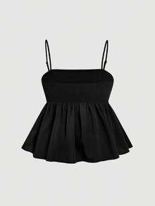 SHEIN MOD 大码黑色刺绣蕾丝复古度假风格刺绣女式吊带背心 - 黑色 - 查看 2