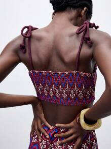 Maija Váy yếm mini hở eo họa tiết hình học cho nữ, đi nghỉ - Nhiều màu - Xem 3