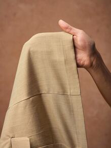 Zivah 超大长袖西装外套，亚麻卡其色，休闲优雅，通勤、音乐节、毕业季、日常穿着、海滩、街头风格，2025秋冬新品 - 卡其色 - 查看 7