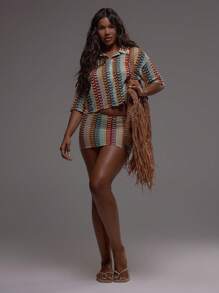 Musera Resort Minifalda con textura y patrón de estilo crochet, ideal para playa, natación, sexy, estilo bohemio, festival, vacaciones de verano, linda, elegante, Ibiza