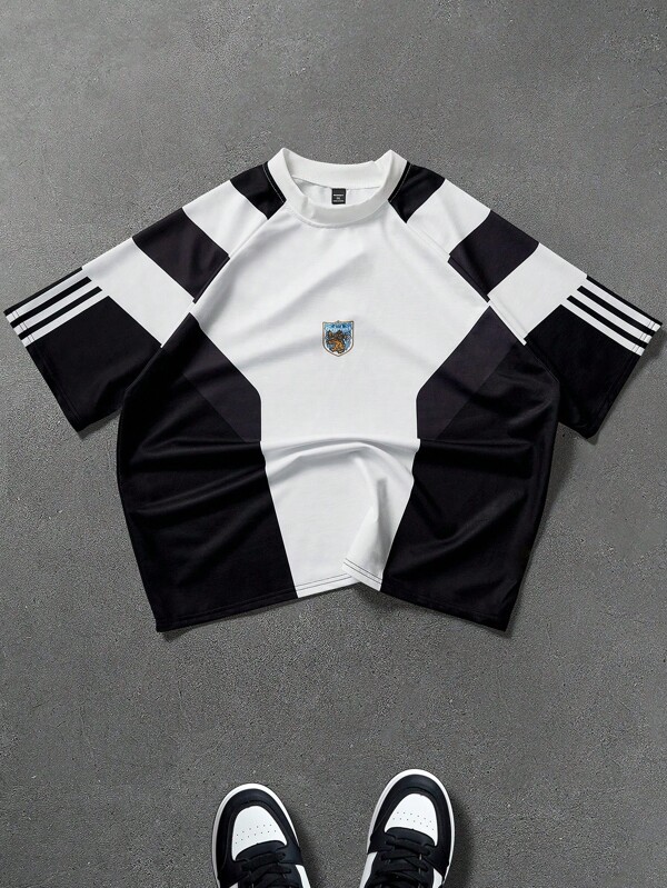 Manfinity Streetrush Camiseta de moda con bloqueo de color para uso casual diario de hombres