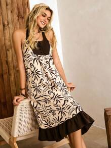 Lullawish 波西米亚棕榈树印花吊带裙，度假风