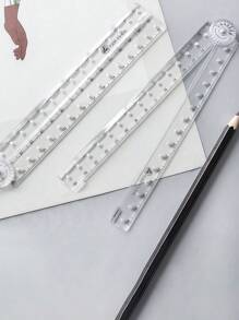1 Regla plegable de acrílico transparente creativa, regla simple de escala de plástico para dibujo