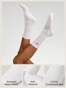 GLOWMODE 3 Pairs Socks Soft Ventilated Mesh With Embroidered Logo Gym Workout Daily