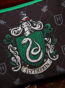 HARRY POTTER X SHEIN 1 Pc , Logo Printed Lightweight Cosmetic Bag, Suitable For Storing Cosmetics, Stationery, Daily Necessities, Digital Products, Great For Commuting, School, Travel, Suitable For Men, Women, Students, Children And All,Back To School - Black - View 8