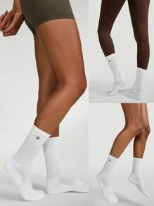 GLOWMODE 3 Pairs Socks Soft Ventilated Mesh With Embroidered Logo Gym Workout Daily