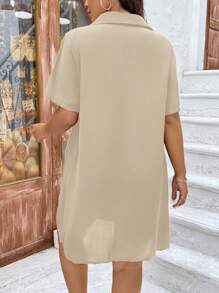 EMERY ROSE 时尚休闲直筒宽松舒适连衣裙，适合夏季上班和通勤 - 杏色 - 查看 2