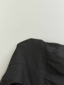 SHEIN Unity 不对称格子荷叶边不对称下摆蕾丝连衣裙 - 黑色 - 查看 3