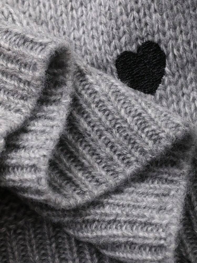 Baby Girls' Round Neck Contrast Heart Knitted Sweater Fall,Winter Toddler Girls Clothes