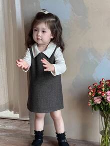 DAZY 女童韩版休闲圆领中长连衣裙，秋冬款