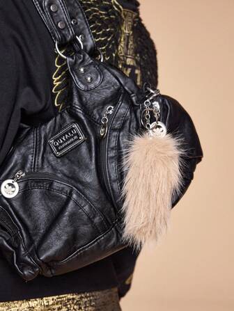 Grunge Punk 1 pièce Porte-clés/Charm de sac à main mini queue d'animal en fausse fourrure marron, style vintage minimaliste polyvalent de haute qualité. Convient comme accessoire quotidien ou cadeau pour femmes