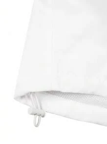 Manfinity Homme Men's Plain Color Drawstring Hooded Jacket,White Zip Up Hoodie,Casual Blank Hoodie,Fashionable Autumn Hiking Outerwear For Men - White - View 5