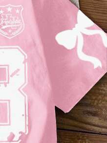 SHEIN Leap Crew 青少年女孩休闲宽松大码针织T恤，适合夏季 - 彩色 - 查看 4