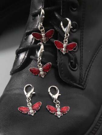 5pcs/Set Vintage Punk Style Moth Shoe Decor DIY, Halloween