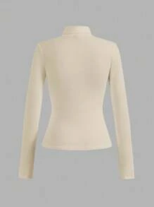 SHEIN Essnce 4 件套女士休闲修身立领长袖 T 恤，秋冬 - 彩色 - 查看 11