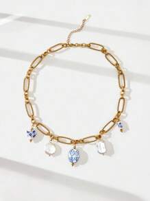 Maija Collar con colgante con forma de flor, pimienta, concha o corazón, de moda y personalizado