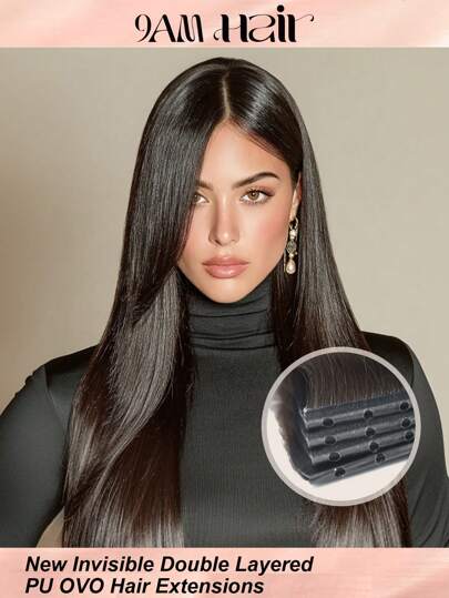 全新隐形双层 PU OVO 真人发片，带洁净微珠安装，无缝手工纬纱，真正优质真人发，全端不脱落，持久发质，外观非常自然，适合所有发质和时尚爱好者