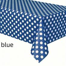 1 块桌布，圆点桌布一次性塑料防水野餐桌布，生日派对、感恩节、婚礼、烧烤、毕业典礼、野餐的桌布