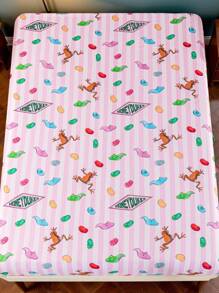 HARRY POTTER X SHEIN 1 bộ ga trải giường in hình ếch sô cô la mật ong, phù hợp với giường đơn/đôi/nữ hoàng/vua, mềm mại, thoáng khí, ấm áp, có thể giặt máy, quà tặng Giáng sinh. - Màu Hồng baby - Xem 5