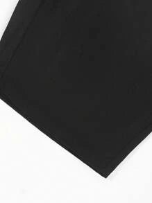 Manfinity Mode Men's Solid Color Simple Slim Fit Stylish Casual Shorts, Valentine's Day Shorts - Black - View 6