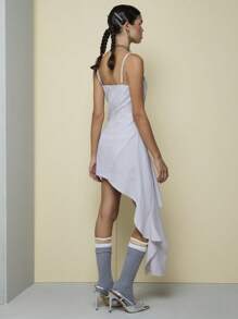 COUREZ Asymmetric Cut And Sew Cami Dress /Y2K Vacation Outfits Women Women Summer Clothes Going Out Outfits Cute Vacation Sexy Summer Dresses For Women - Pink - View 6