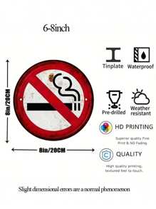 1pc Metal Warning Sign, Multiple Patterns Available, Waterproof Round Tin Sign, Easy Installation, Pre-Drilled Holes On Random Sides, Private Road/No Trespassing/Video Surveillance Wall Decor - Multicolor 6 - View 11