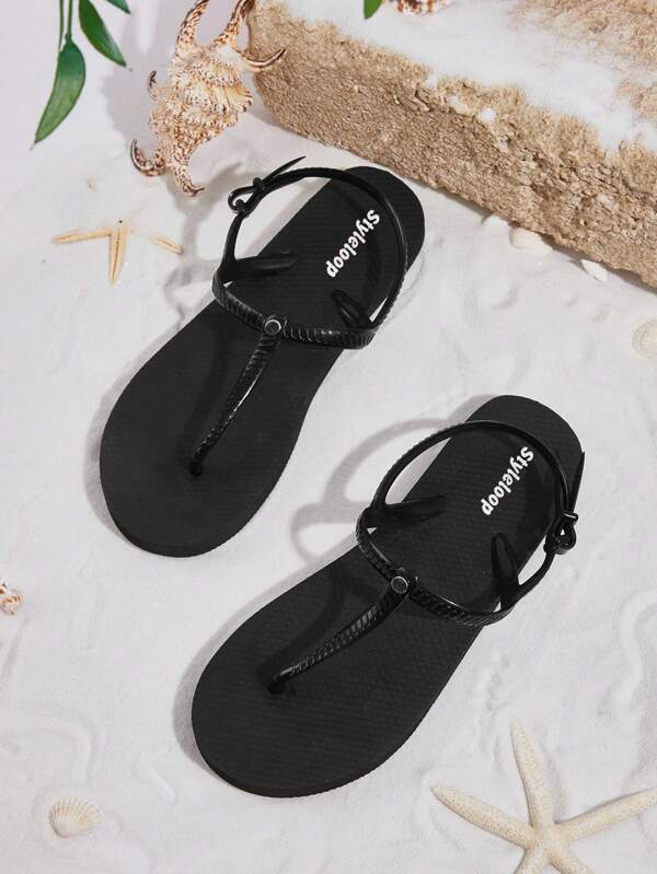 Styleloop Knot Decor Slingback Flip Flops For Summer Vacation Shoes Summer Sale  Back To School Shoes College Student Shoes Boho Feels Vintage Cottage Core Frenchy Shoes Christmas Fall New Year Holiday