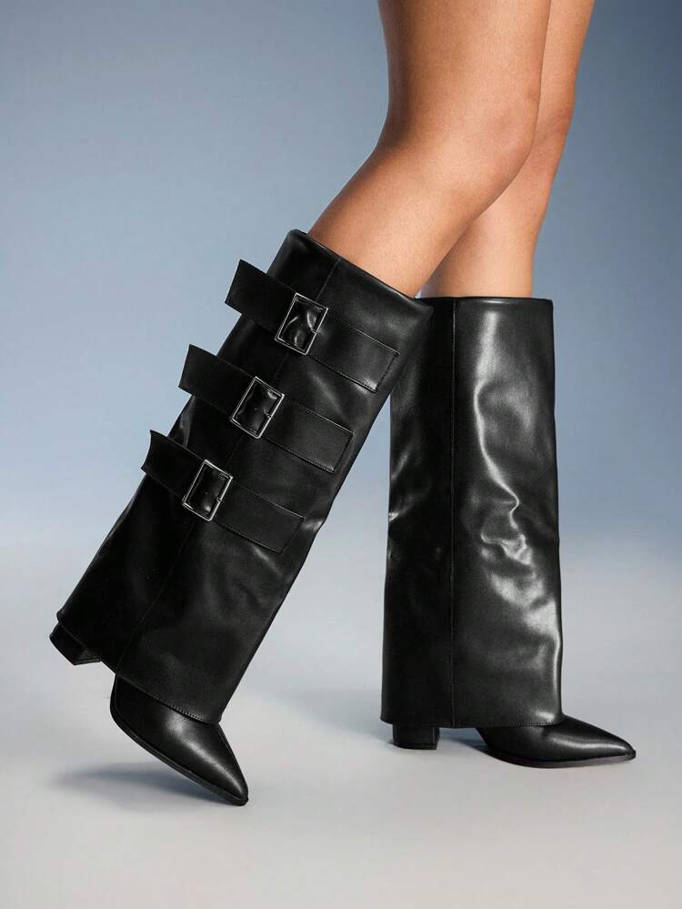 CUCCOO GRLICON Bottes de moto style punk Y2K pour femmes, convient pour Halloween, Noël, tenues de fête