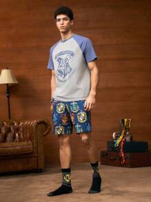 HARRY POTTER X SHEIN 4 Paar weiche und atmungsaktive, feuchtigkeitsableitende Lässig Herren Crew Socken mit modischen schwarz-weißen Crew Socken, verstärkte Zehenpartie und Ferse für Haltbarkeit, Unisex für Herren und Damen, Ganzjahresmodell, alles passend