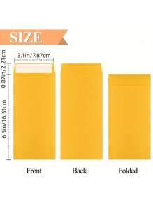 SHEIN 1PC/40Pcs Cash Envelopes, 3.2x6.6 Inch Cash Envelopes, Brown Kraft Money Saving Envelopes, Key Envelopes For Coins, Checks, Gift Cards And Tickets Back To School - Yellow - View 2