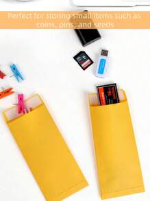 SHEIN 1PC/40Pcs Cash Envelopes, 3.2x6.6 Inch Cash Envelopes, Brown Kraft Money Saving Envelopes, Key Envelopes For Coins, Checks, Gift Cards And Tickets Back To School - Yellow - View 4