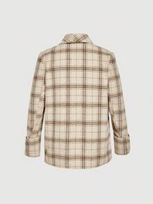 SHEIN MOD Plus Size Women Plaid Funnel Neck Formal Suit For Work, Elegant Commuting, Autumn/Winter Fall - Multicolor - View 2