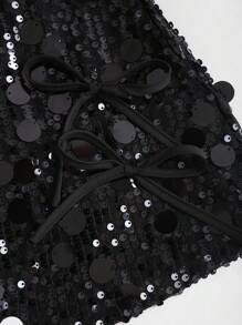 Sweetra Zweifarbiger Damen Rock mit eleganter Paillettenverzierung