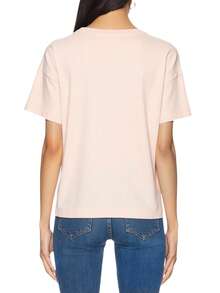 Champion 女士夏季字母印花圆领短袖休闲T恤 - 粉色 - 查看 2