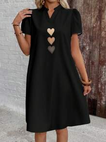 EMERY ROSE 女士心形印花短袖夏季休闲度假连衣裙，送给母亲的礼物，夏季假期，女士度假服装 - 彩色 - 查看 1