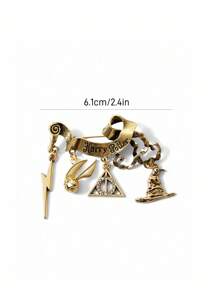 HARRY POTTER X SHEIN 闪亮锌合金海德薇钥匙扣、旋转金色飞贼、死亡圣器、分院帽吊饰，适合作为礼物、收藏品和纪念品 - 金色 - 查看 5
