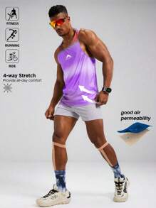 Manfinity Sport Polished 男士夏季透气拼色圆领宽松运动背心健身上衣健身房上衣透气
