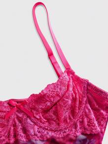 Amplova 蕾丝杯细节热带花卉网眼紧身迷你连衣裙 - 紫色 - 查看 3